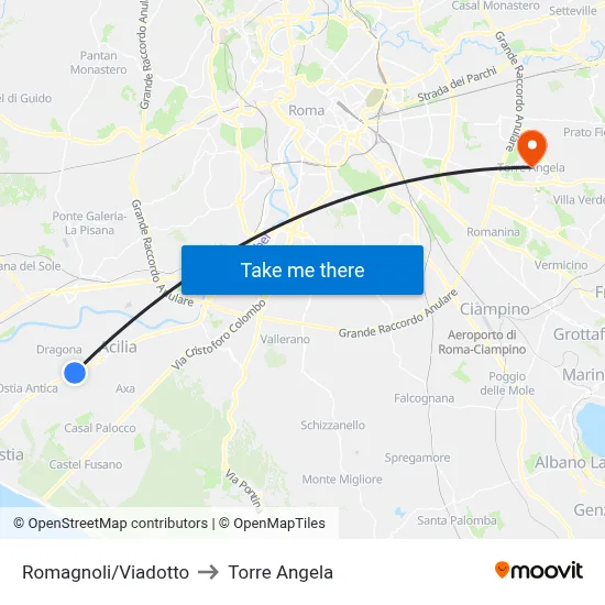 Romagnoli/Viaduct to Torre Angela map