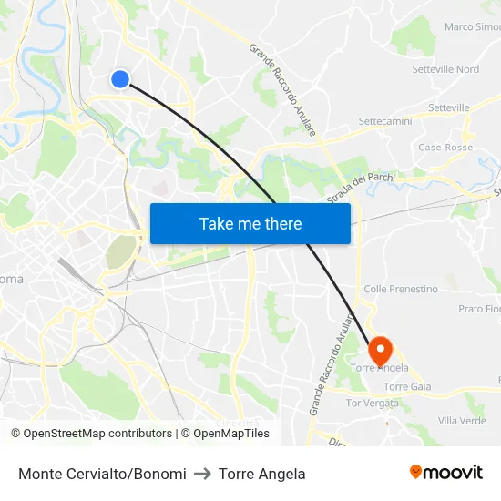 Monte Cervialto/Bonomi to Torre Angela map