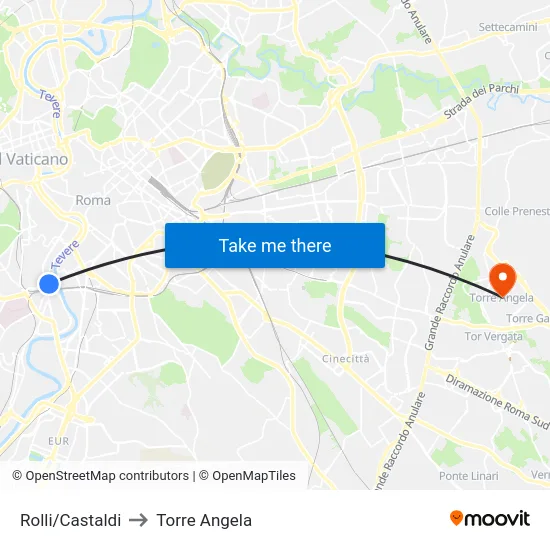 Rolli/Castaldi to Torre Angela map