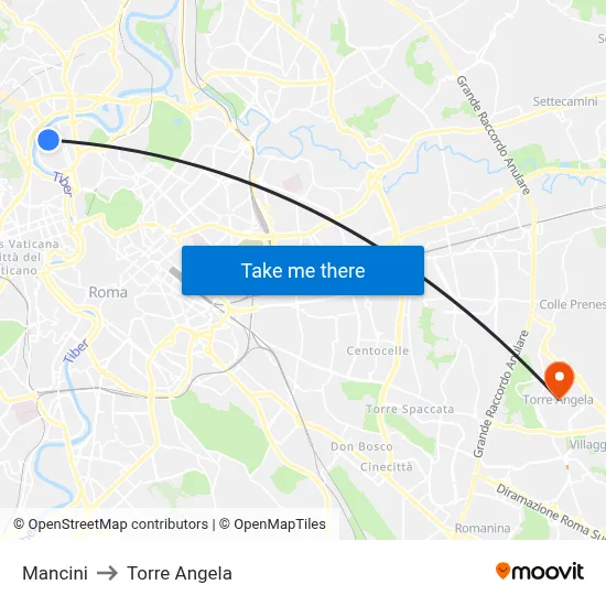 Mancini to Torre Angela map