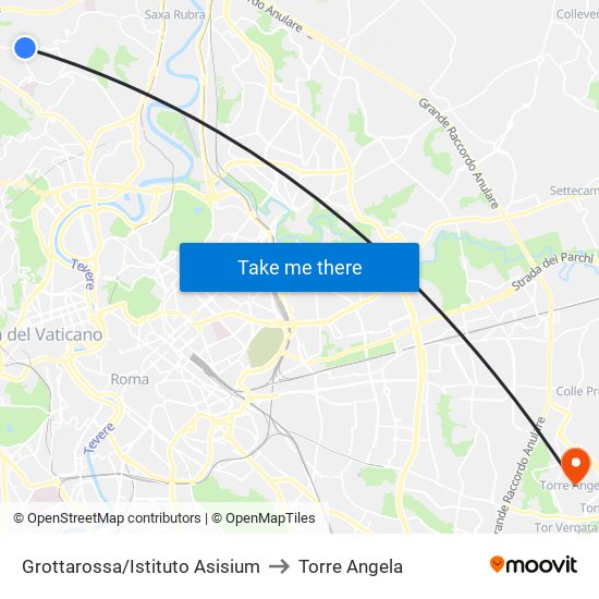 Grottarossa/Istituto Asisium to Torre Angela map