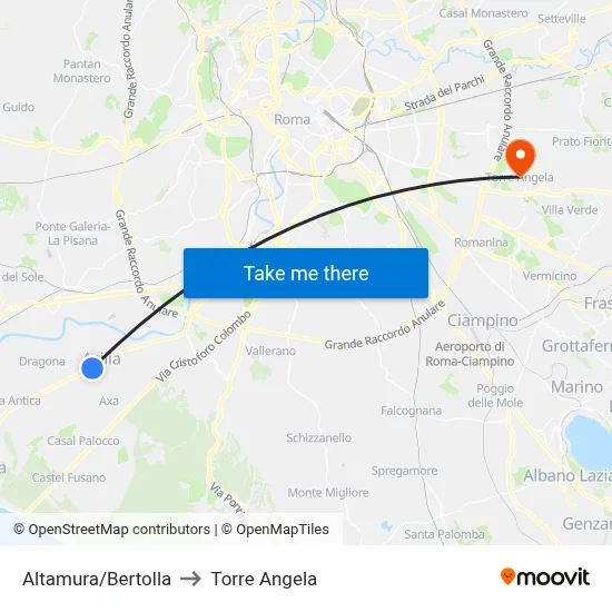Altamura/Bertolla to Torre Angela map