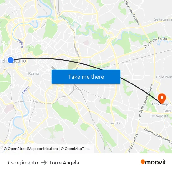 Risorgimento to Torre Angela map