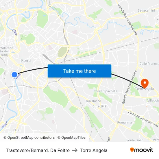 Trastevere/Bernard. Da Feltre to Torre Angela map