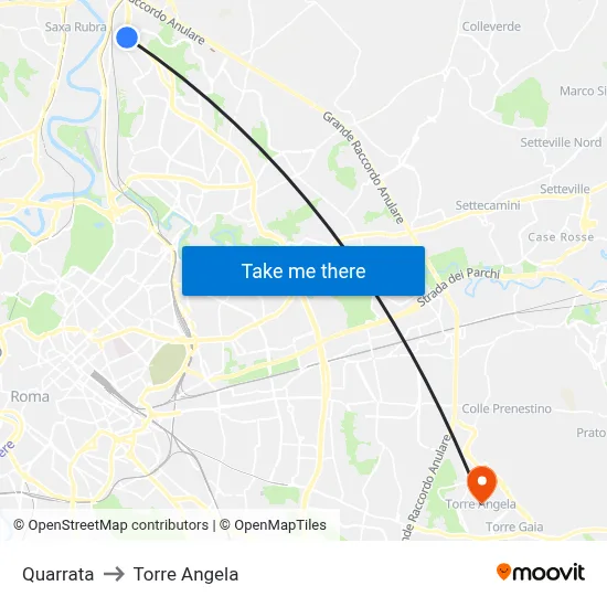 Quarrata to Torre Angela map
