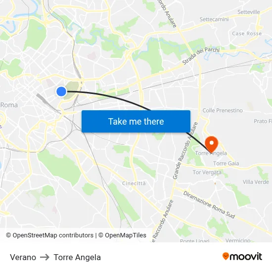 Verano to Torre Angela map