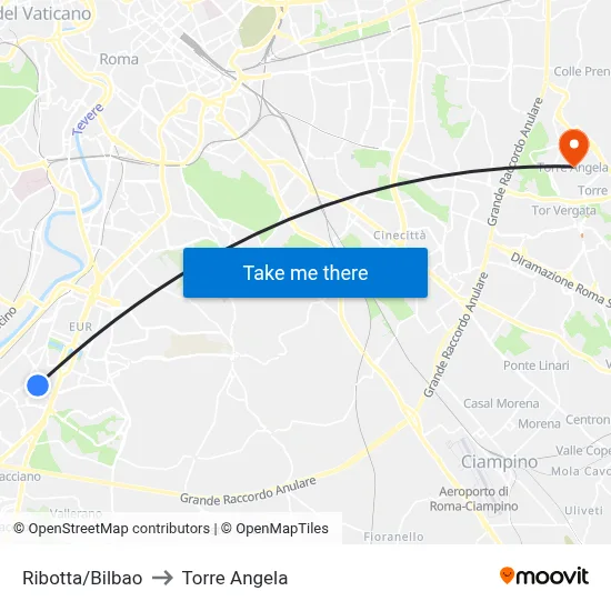 Ribotta/Bilbao to Torre Angela map