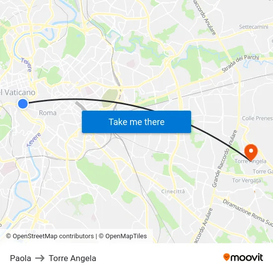 Paola to Torre Angela map