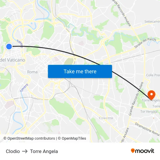 Clodio to Torre Angela map