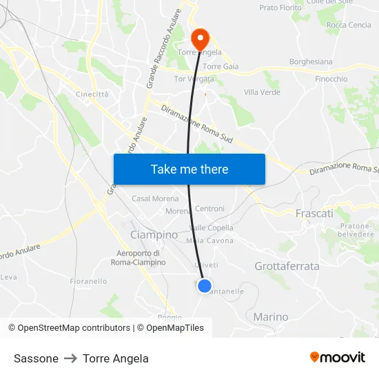 Sassone to Torre Angela map