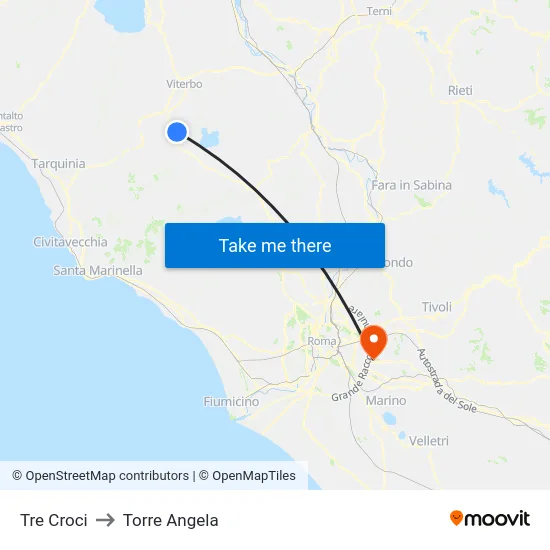 Tre Croci to Torre Angela map