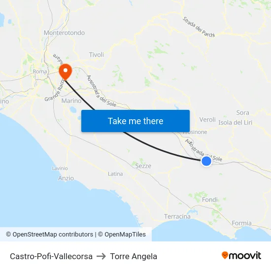 Castro-Pofi-Vallecorsa to Torre Angela map