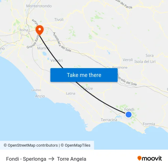 Fondi - Sperlonga to Torre Angela map