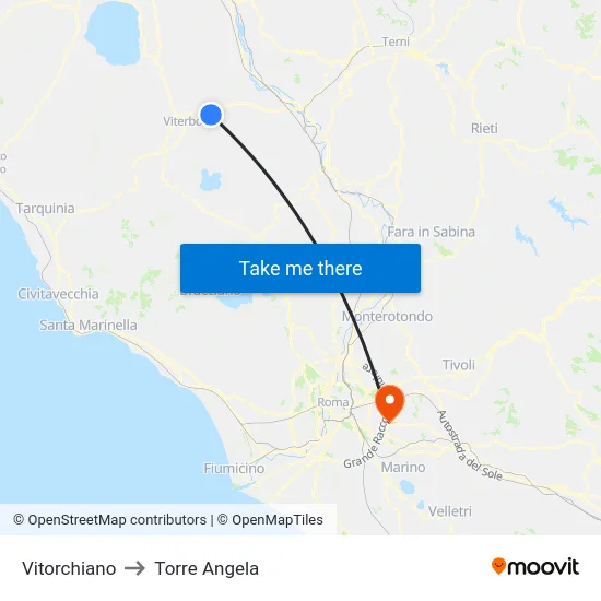 Vitorchiano to Torre Angela map