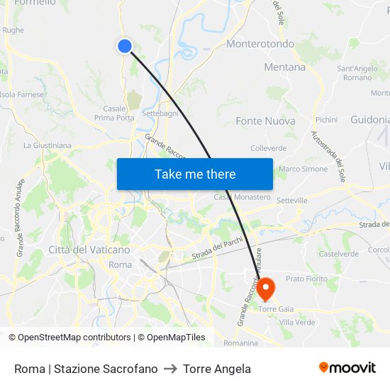 Roma | Stazione Sacrofano to Torre Angela map