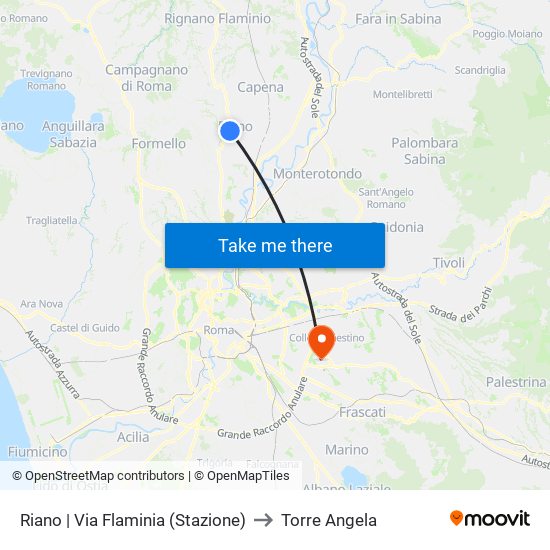 Riano | Via Flaminia (Stazione) to Torre Angela map