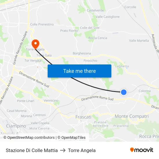 Stazione Di Colle Mattia to Torre Angela map