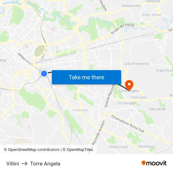 Villini to Torre Angela map