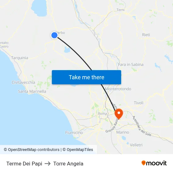 Terme Dei Papi to Torre Angela map