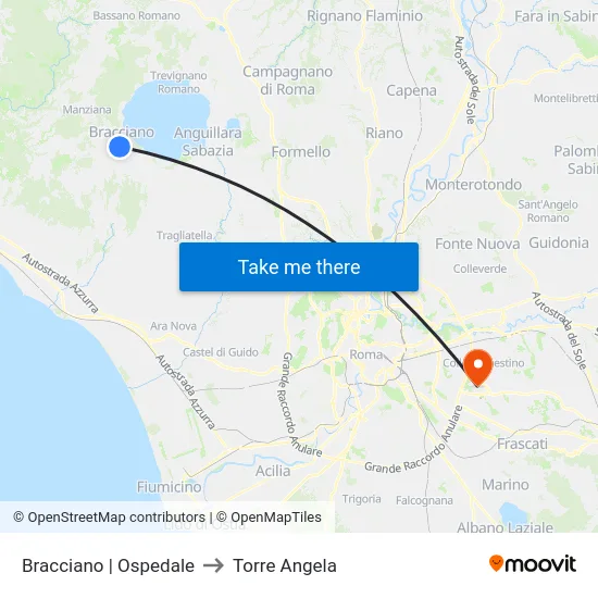 Bracciano | Ospedale to Torre Angela map