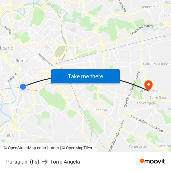 Partigiani (Fs) to Torre Angela map
