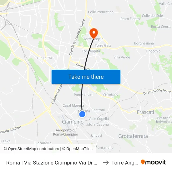 Roma | Via Stazione Ciampino Via Di Morena to Torre Angela map