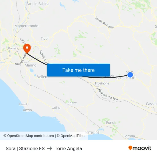 Sora | Stazione FS to Torre Angela map
