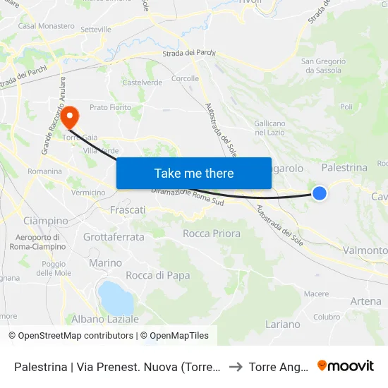 New Prenestina Street (Torresina) - Palestrina to Torre Angela map