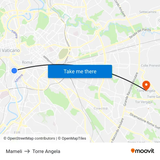 Mameli to Torre Angela map