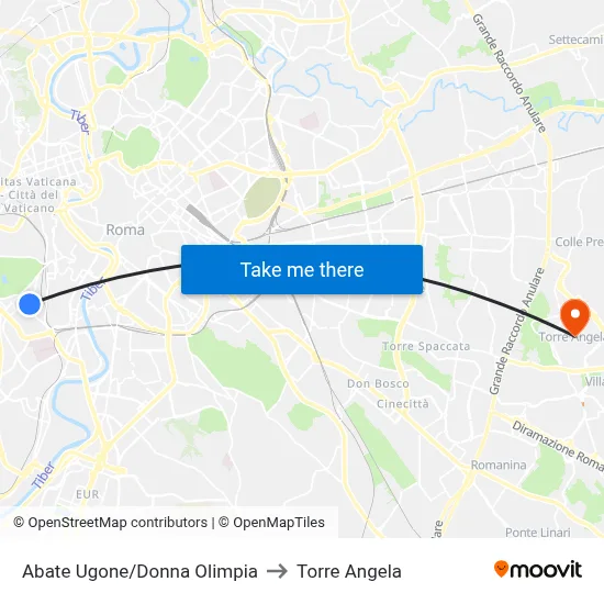 Abate Ugone/Donna Olimpia to Torre Angela map