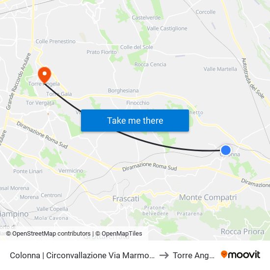 Colonna | Circonvallazione Via Marmorelle to Torre Angela map