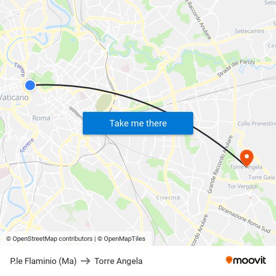 P.le Flaminio (Ma) to Torre Angela map