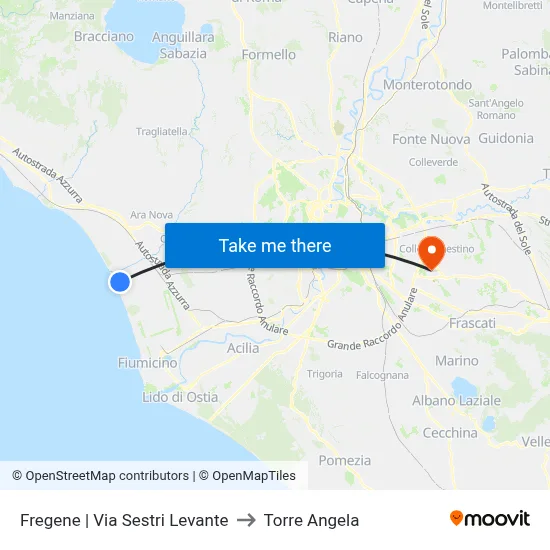 Fregene | Sestri Levante Road to Torre Angela map