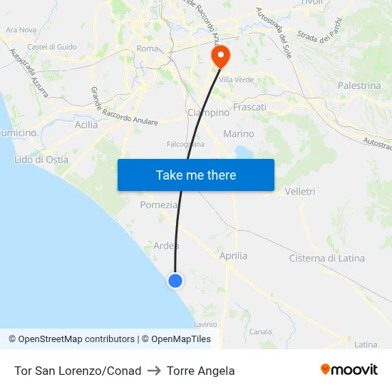Tor San Lorenzo/Conad to Torre Angela map