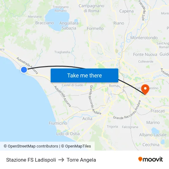 Stazione FS Ladispoli to Torre Angela map
