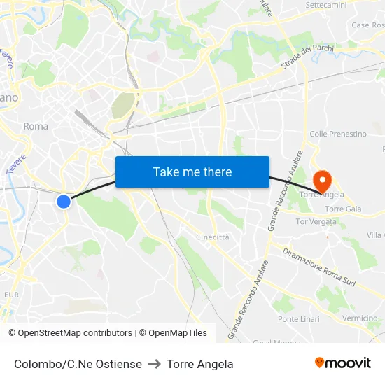 Colombo/C.Ne Ostiense to Torre Angela map