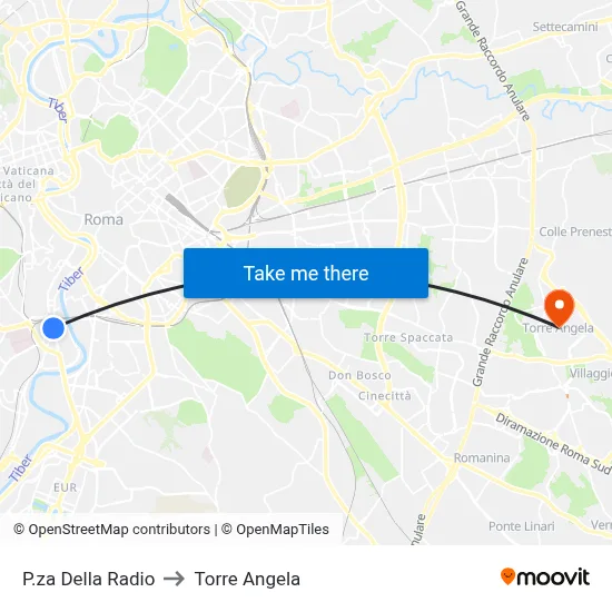 Radio Square to Torre Angela map