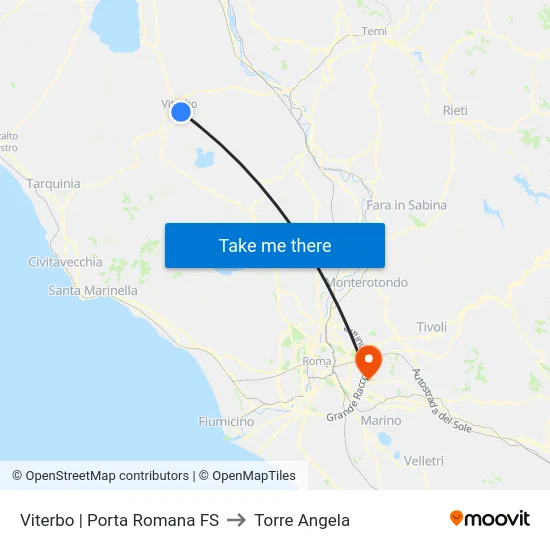 Viterbo | Porta Romana FS to Torre Angela map