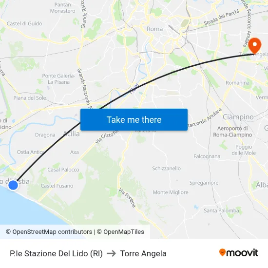 Lido Station Square to Torre Angela map
