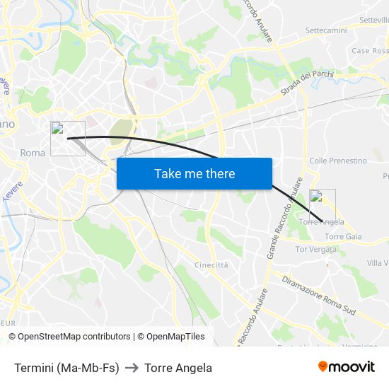 Termini (Ma-Mb-Fs) to Torre Angela map