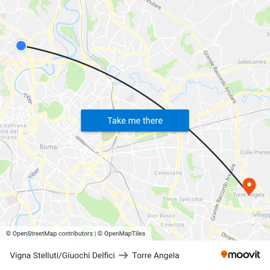 Vigna Stelluti/Delphic Games to Torre Angela map