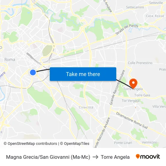 Magna Grecia/San Giovanni (Ma-Mc) to Torre Angela map