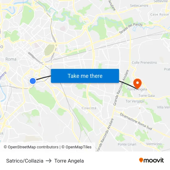 Satrico/Collazia to Torre Angela map