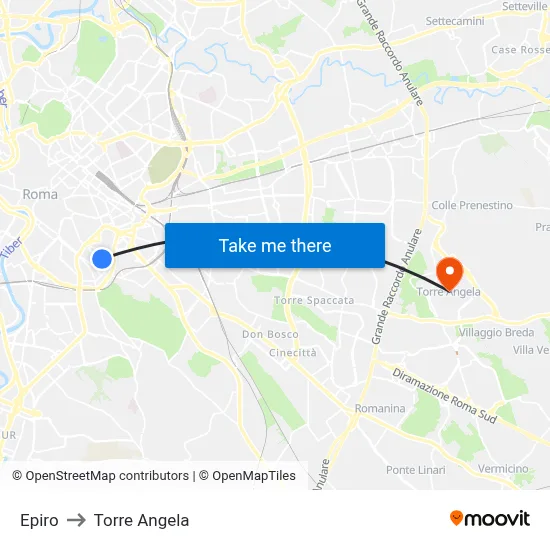 Epiro to Torre Angela map
