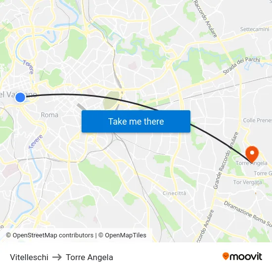 Vitelleschi to Torre Angela map