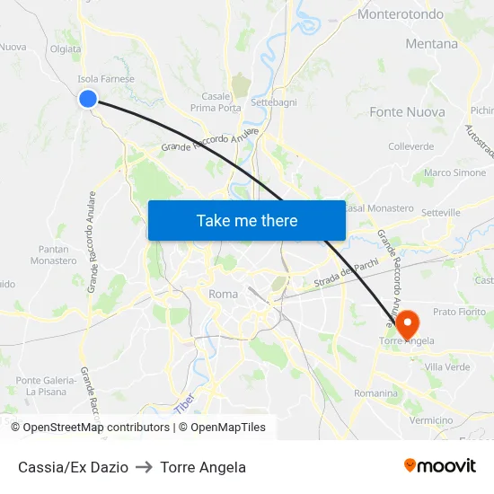 Cassia/Former Customs to Torre Angela map