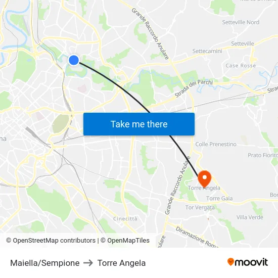 Maiella/Sempione to Torre Angela map