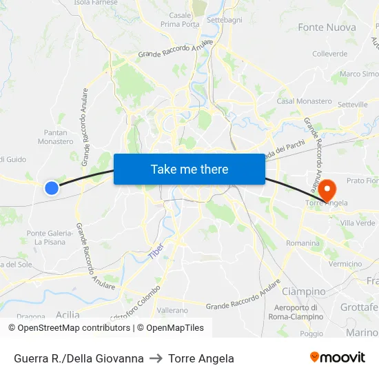 Guerra R./Della Giovanna to Torre Angela map