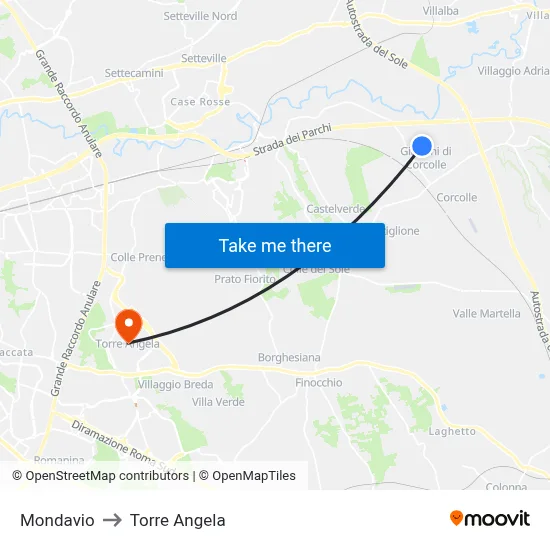 Mondavio to Torre Angela map