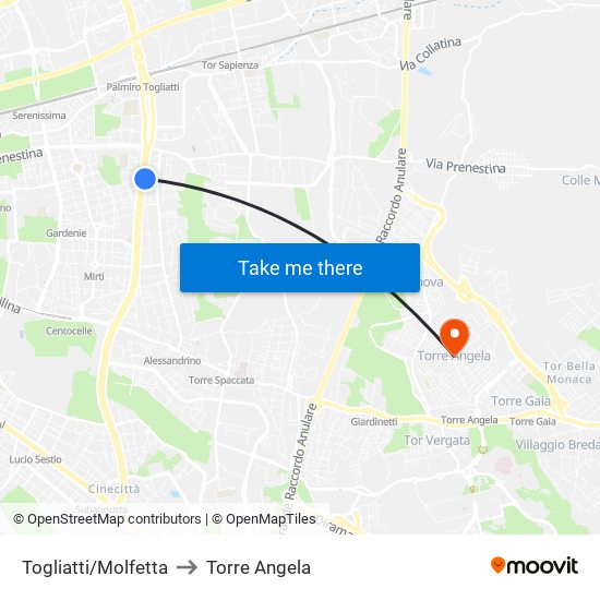 Togliatti/Molfetta to Torre Angela map